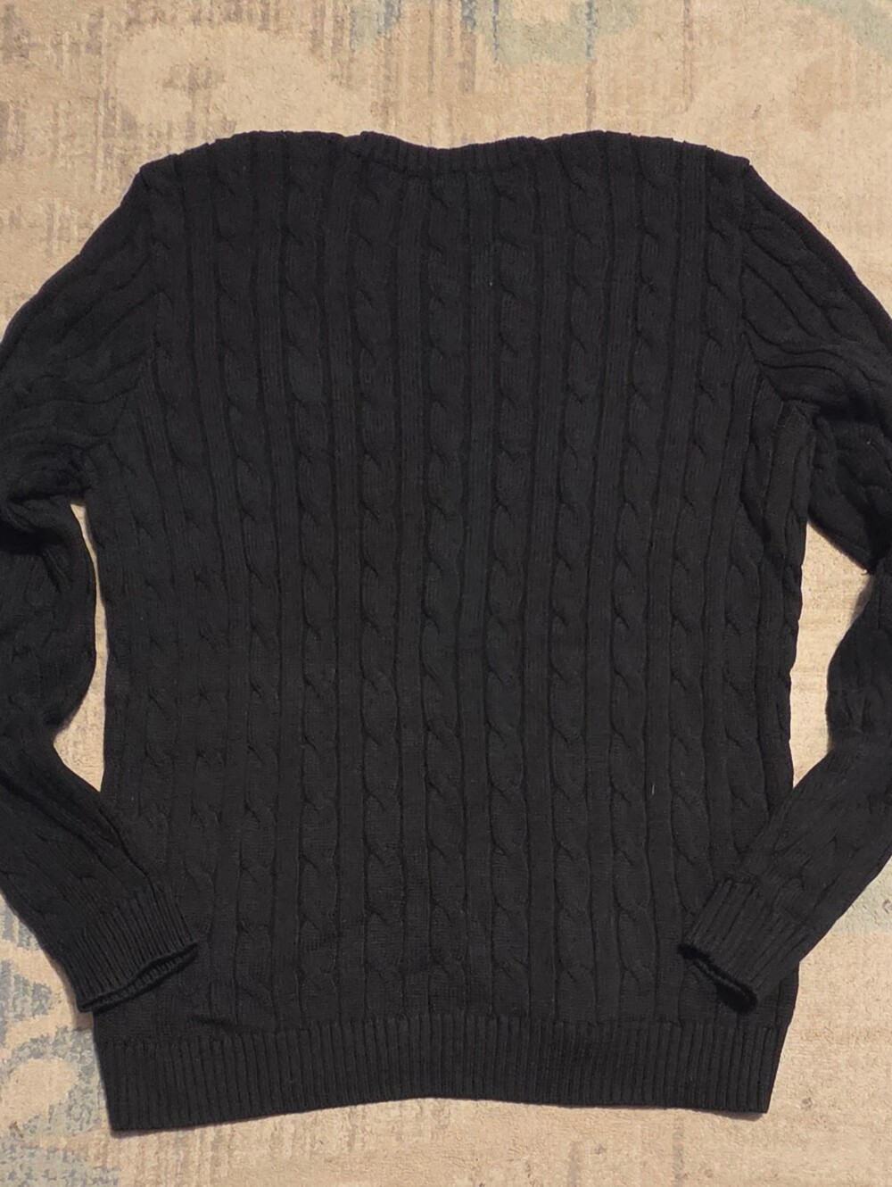 Lauren Ralph Lauren Button Trim Cable Knit Sweater. Size XL. BLACK. NWT - Picture 2 of 7